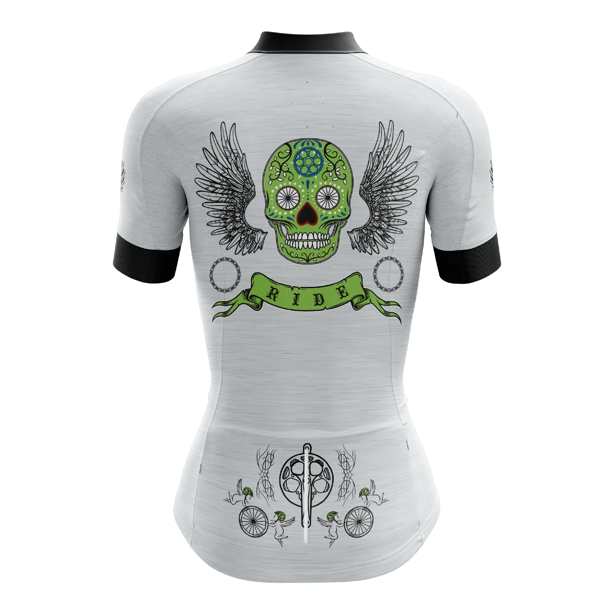 Skull & Gears White Short Sleeve Cycling Jersey  