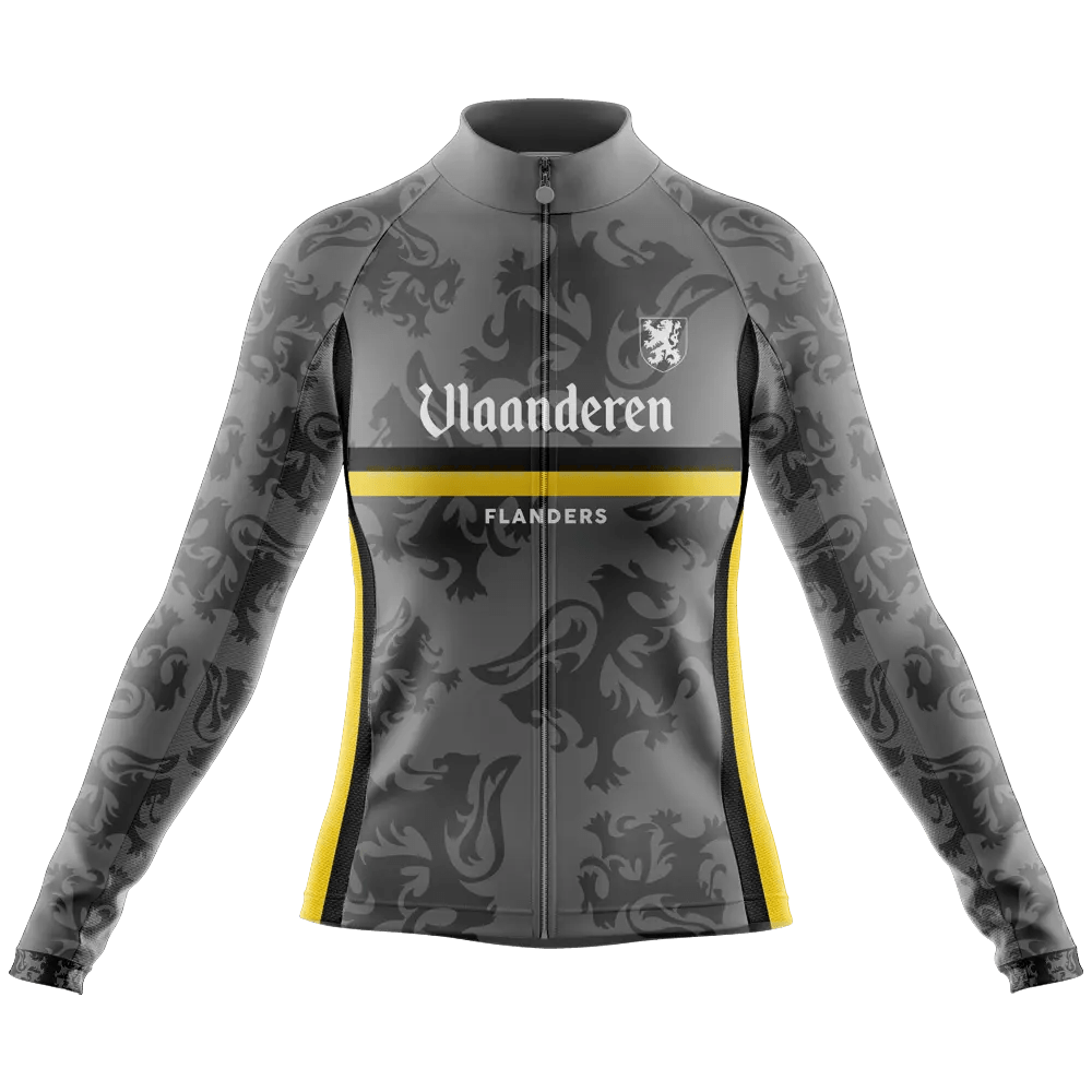 Vlaanderen Flanders Black Long Sleeve Cycling Jersey  