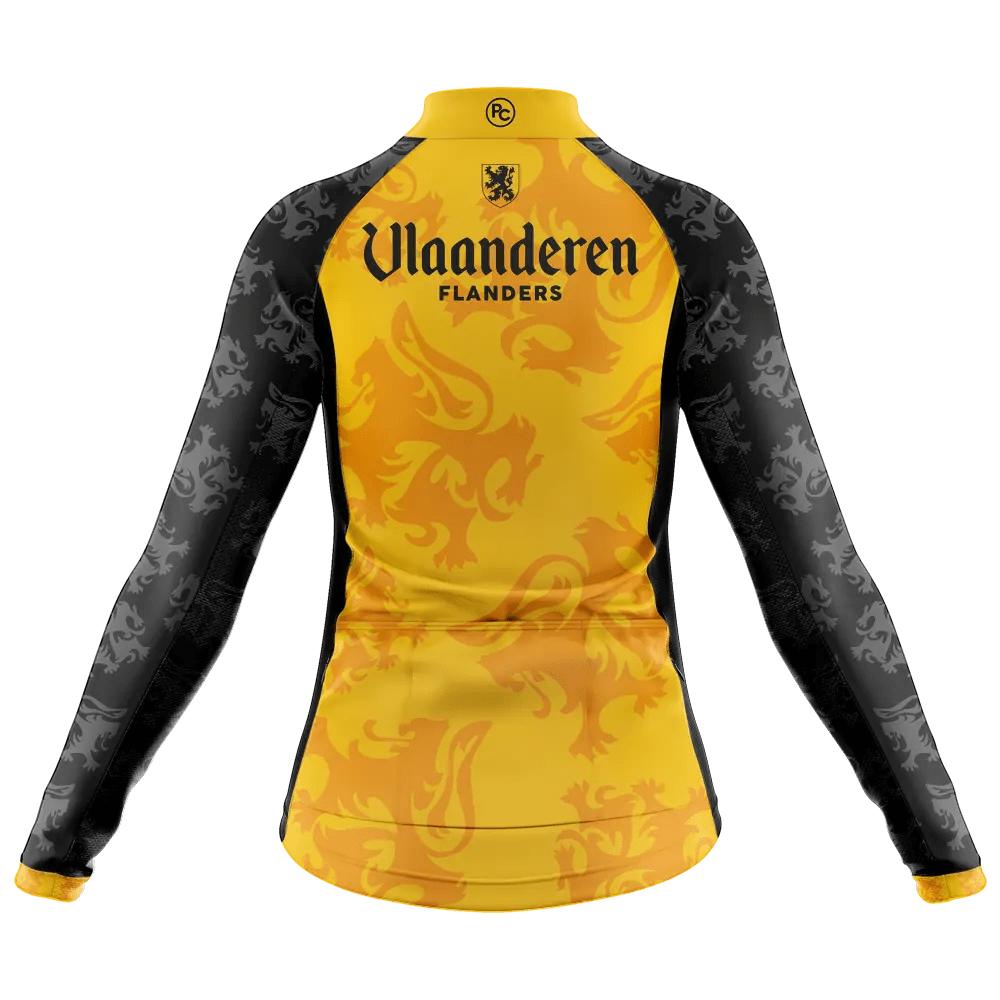 Vlaanderen Flanders Yellow Long Sleeve Cycling Jersey  