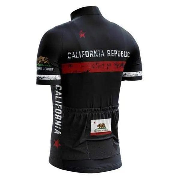 California Republic Black Short Sleeve Cycling Jersey  
