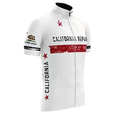 California Republic White Short Sleeve Cycling Jersey  