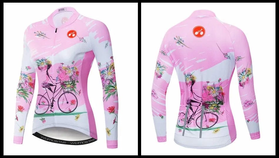 Pink Women's Long Sleeve Cycling Jersey  