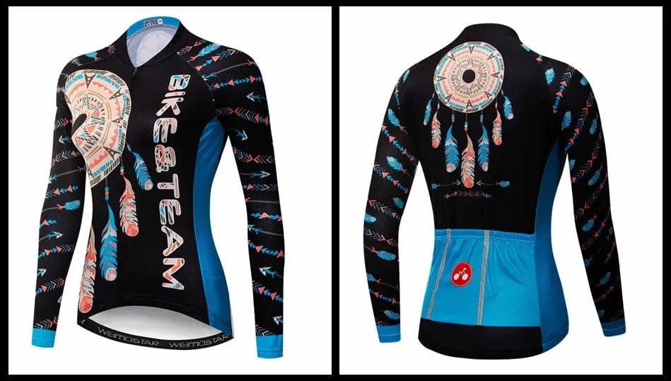 Black Bike Team Women's Long Sleeve Cycling Jersey  
