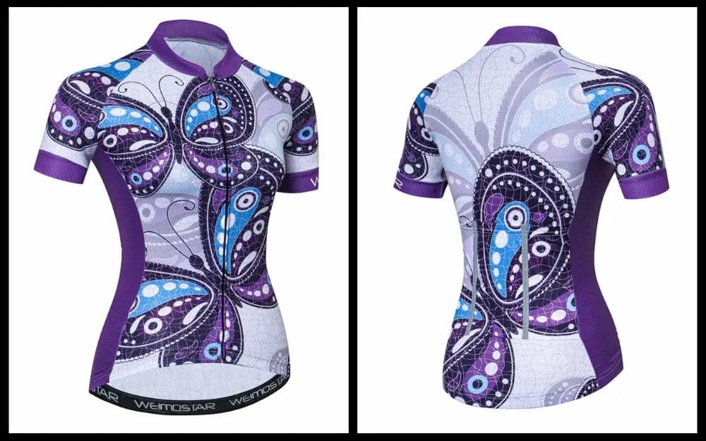Purple Butterfly Women's Short Sleeve Cycling Jersey  