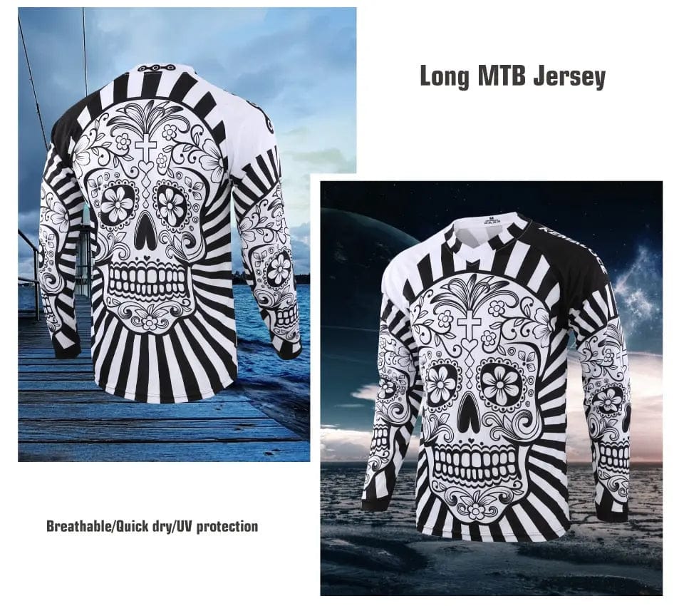 Mountain Biking Skull Long Sleeve Jersey  