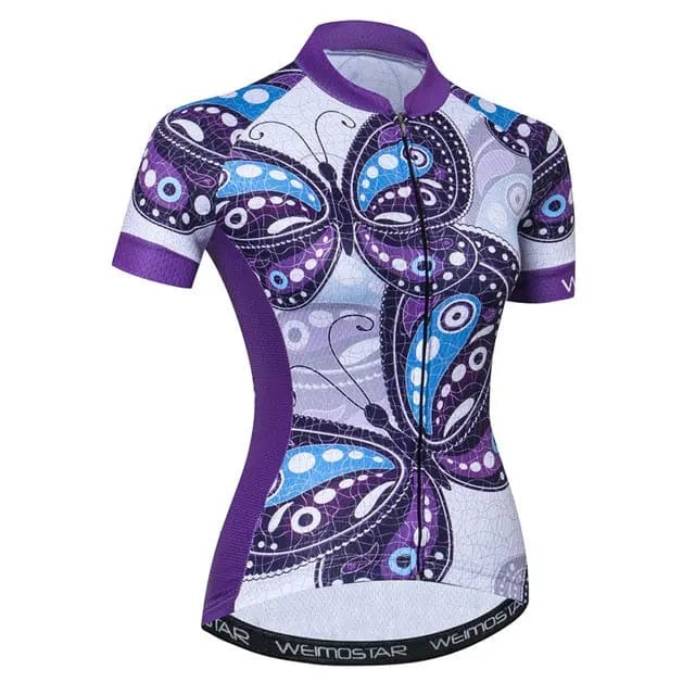 Purple Butterfly Women's Short Sleeve Cycling Jersey  