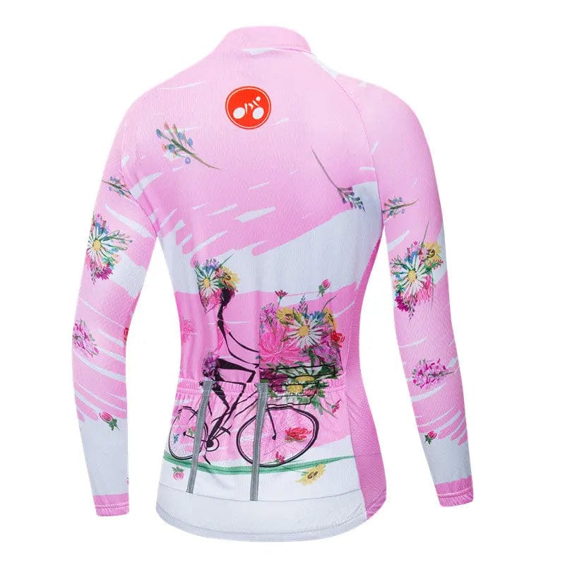 Pink Women's Long Sleeve Cycling Jersey  