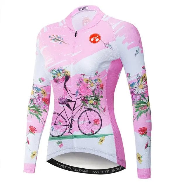 Pink Women's Long Sleeve Cycling Jersey  