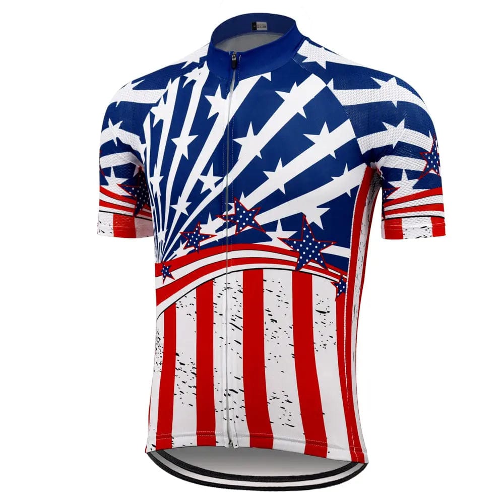 Stars Stripes USA Short Sleeve Cycling Jersey Pedal Clothing